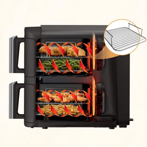 Ninja Friteuse à air chaud à 2 paniers DoubleStack de 8 pte (7,6 l), 6-en-1, compacte - SL201C