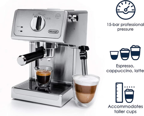 De'Longhi machine à espresso et à cappuccino manuelle avec mousseur réglable de qualité supérieure - ECP3630 Open Box