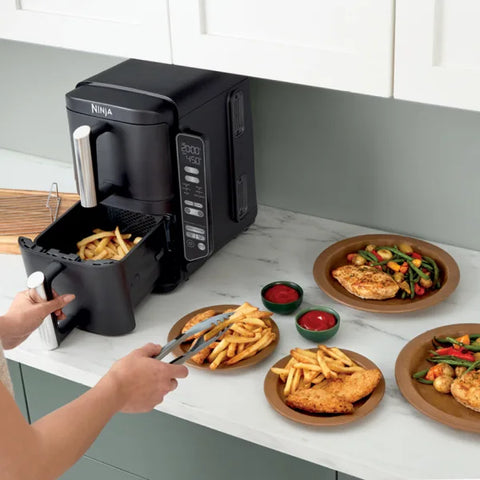 Ninja Friteuse à air chaud à 2 paniers DoubleStack de 8 pte (7,6 l), 6-en-1, compacte - SL201C